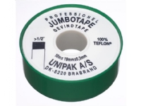 UNIPAK Jumbotape 15mx19mmx0,200mm til damp, drikkevand og varme Til store gevind Temperaturområde fra -200°C til +160°C Rørlegger artikler - Rør og beslag - Pakninger