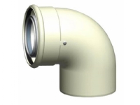 Alternativ bild 0 för Koncentrisk böj DN60/100 87gr. - Koncentrisk böj DN60/100, 87ø PP/Alu, RAL9016