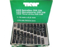 HSS metalborsæt DIN 338 170 stk 1,0 - 8,0 mm 10 stk 8,5 - 10,0 mm 5 stk El-verktøy - Tilbehør - Metallbor