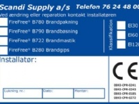 SCANDI SUPPLY CE-Etiketter B780-B790-B722-B280 bruges som kvalittetssikring og dokumentation for, at brandlukningen er udført korrekt. Rørlegger artikler - Verktøy til rørlegger - Diverse rørlegger