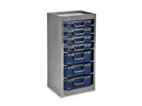 Raaco bilindretningsreol med kufferter.  Lavet i robuste og langtidsholdbare materialer.