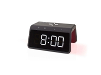Nedis WCACQ30BK, Digital vekkerklokke, Rektangel, Sort, 24 timers, LCD, Hvit