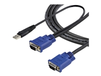 StarTech.com 10 ft Ultra Thin USB VGA 2-in-1 KVM Cable - VGA KVM Cable - USB KVM Cable - KVM Switch Cable (SVECONUS10) - Video- / USB-kabel - USB, HD-15 (VGA) (hann) til HD-15 (VGA) (hann) - 3.05 m - svart - for P/N: CAB831HDU, RACKCONS1908, SV1631DUSBUK,