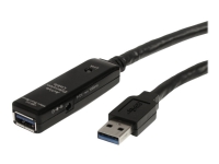 StarTech.com 32.8 ft Active USB 3.0 Extension Cable with AC Power Adapter - Shielded - Male to Female USB USB 3.1 Gen 1 Type A (5Gbps) Extender (USB3AAEXT10M) - USB-forlengelseskabel - USB-type A (hann) til USB-type A (hunn) - USB 3.0 - 10 m - aktiv - sva