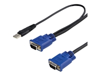 StarTech.com 15 ft 2-in-1 Ultra Thin USB KVM Cable - Video- / USB-kabel - USB, HD-15 (VGA) (hann) til HD-15 (VGA) (hann) - 4.57 m - svart - for P/N: CAB831HDU, RACKCONS1908, SV1631DUSBUK, SV565DUTPU, SV565UTPUL, SV831DUSBUK PC tilbehør - KVM og brytere - 