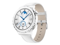Huawei Watch GT 3 Pro - 43 mm - hvit keramikk - smartklokke med stropp - lær - hvit - håndleddstørrelse: 130-190 mm - display 1.32 - Bluetooth - 50 g Sport & Trening - Pulsklokker og Smartklokker - Smartklokker