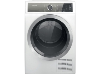 Hotpoint H8 D94WB EU, Frittstående, Frontmatet, Varme pumpe, Hvit, Rotasjon, Berøringskontroll, Riktig/Høyre