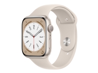 Apple Watch Series 8 (GPS) - 45 mm - stjernelysaluminium - smartklokke med sportsbånd - fluorelastomer - stjernelys - båndbredde: Regular - 32 GB - Wi-Fi, Bluetooth - 38.8 g Sport & Trening - Pulsklokker og Smartklokker - Smartklokker