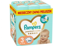 Pampers Premium Care Tape-bleier, størrelse 3, 200 bleier, 6-10 kg
