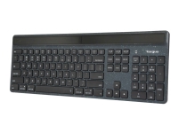 Targus EcoSmart - Tastatur - bærekraftig energiutvinning - bakteriedrepende middel - bakgrunnsbelyst - trådløs - Bluetooth 5.0 - QWERTY - Storbritannia - tastsvitsj: Scissor-Key - svart - bærekraftig emballasje