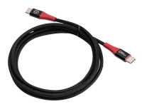 MicroConnect - USB-kabel - 24 pin USB-C (hane) till 24 pin USB-C (hane) - 20 V - 3 A - 1.5 m - Safe Charge, Data Blocker - svart, röd