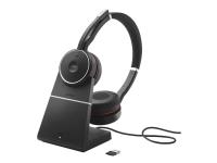 Jabra Evolve 75 SE MS Stereo - Hodesett - on-ear - Bluetooth - trådløs - aktiv støydemping - USB - med ladestativ - Certified for Microsoft Teams - for LINK 380a MS TV, Lyd & Bilde - Hodetelefoner & Mikrofoner