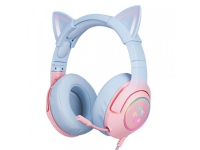 Spillhodetelefoner Onikuma K9 7.1 RGB Surround USB katteører rosa-blå