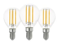 Eglo - LED-filamentlyspære - form: P45 - E14 - 7 W (ekvivalent 60 W) - klasse E - varmt hvitt lys - 2700 K (en pakke 3) Belysning - Lyskilder - Lyskilde - E14
