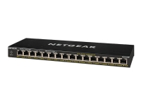 NETGEAR GS316P - Switch - ikke-styrt - 16 x 10/100/1000 (PoE+) - stasjonær, veggmonterbar - PoE+ (115 W) PC tilbehør - Nettverk - Switcher