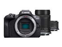 Bilde av Canon Eos R100 - Digitalkamera - Speilløst - 24.1 Mp - Aps-c - 4k / 29.97 Fps - 2.5optisk X-zoom Rf-s 18-45 Mm F4.5-6.3 Is Stm-objektiv, 55-210 Mm F5.0-7.1 Is Stm-objektiv - Wi-fi, Bluetooth - Svart