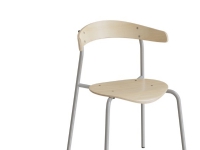 Stol Olle, birklaminat med alugråt stel