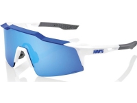 100 % briller 100 % SPEEDCRAFT SL Matt hvit/metallisk blå - HiPER blå flerlags speillinse (blå flerlags speillinse LT 15 % + transparent linse LT 93 %) (NY 2021) Sykling - Klær - Sykkelbriller