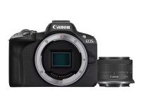 Produktfoto för Canon EOS R50 - Digitalkamera - spegellöst - 24.2 MP - Fullständig ram - 4 K / 30 fps - 2.5x optisk zoom RF-S 18-45 mm F4,5-6,3 IS STM objektiv - Wi-Fi, Bluetooth - svart