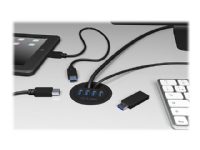 ICY BOX IB-HUB1403 - Hub - 4 x SuperSpeed USB 3.0 - kan monteres i flukt PC tilbehør - Kabler og adaptere - USB Huber