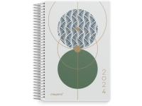 Spiralkalender PP-plast med 4 Illustrationer med 1 dag pr./side 2024 Papir & Emballasje - Kalendere & notatbøker - Kalendere
