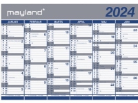 Kæmpekalender 100x70 cm med 2x6 måneder 2024 - leveres i paprør Papir & Emballasje - Kalendere & notatbøker - Kalendere