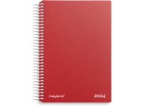 Spiralkalender rød PP-plast med 1 dag pr./side 2024 Papir & Emballasje - Kalendere & notatbøker - Kalendere