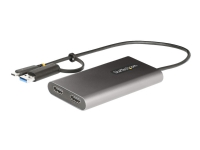 StarTech.com USB-C to Dual-HDMI Adapter, USB-C or A to 2x HDMI, 4K 60Hz, 100W PD Pass-Through, 1ft (30cm) Built-in Cable, External Video Graphics Adapter - USB to HDMI Multi-Monitor Converter for Laptop (109B-USBC-HDMI) - Video adapter - TAA-samsvar - USB