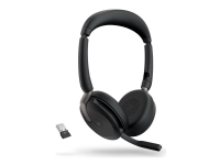 Jabra Evolve2 65 Flex MS Stereo - Hodesett - on-ear - Bluetooth - trådløs - aktiv støydemping - USB-A - svart - med trådløs ladepute - Certified for Microsoft Teams TV, Lyd & Bilde - Hodetelefoner & Mikrofoner