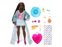 Bilde av Barbie-dukke Mattel Extra Fly Stranddukke På Farten Med Strandklær + Lue, Tropisk Kappe Og Stor Bag Hpb14