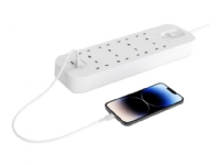 Belkin Connect - Overspenningsavleder - med USB-C- og USB-A-porter - utgangskontakter: 8 - 2 m kabel