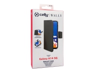 Celly Wally - Lommebok for mobiltelefon - fauxlær - svart - for Samsung Galaxy A14 Tele & GPS - Mobilt tilbehør - Deksler og vesker