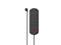 Hama 00223164, 2 m, 10 AC-utganger, Innendørs, Type F, Ledning feste, Sort