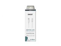 Sinox PRO Lightning Jack adapter m/original Apple™ chip. 0,15m. Hvid PC tilbehør - Kabler og adaptere - Datakabler