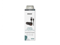 Sinox 12V dobbelt USB biloplader. USB A 18W + USB C 20W. Sort TV, Lyd & Bilde - Monteringsfester - Vegg