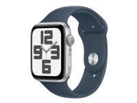 Apple Watch SE (GPS) - 2. generasjon - 44 mm - sølvaluminium - smartklokke med sportsbånd - fluorelastomer - stormblå - båndbredde: S/M - 32 GB - Wi-Fi, Bluetooth - 32.9 g Sport & Trening - Pulsklokker og Smartklokker - Smartklokker
