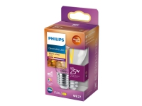 Philips - LED-filamentlyspære - form: P45 - klar finish - E27 - 1.8 W (ekvivalent 25 W) - klasse D - varmt hvitt lys - 2200-2700 K