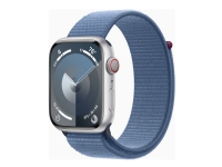 Apple Watch Series 9 (GPS + Cellular) - 45 mm - sølvaluminium - smartklokke med sportssløyfe - myk dobbeltlagsnylon - winter blue - 64 GB - Wi-Fi, LTE, UWB, Bluetooth - 4G - 39 g Sport & Trening - Pulsklokker og Smartklokker - Smartklokker