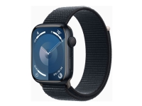 Apple Watch Series 9 (GPS) - 45 mm - midnattsaluminium - smartklokke med sportssløyfe - myk dobbeltlagsnylon - midnatt - 64 GB - Wi-Fi, UWB, Bluetooth - 38.7 g Sport & Trening - Pulsklokker og Smartklokker - Smartklokker
