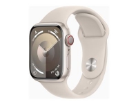 Apple Watch Series 9 (GPS + Cellular) - 41 mm - stjärnljusaluminium - smart klocka med sportband - fluoroelastomer - starlight - bandstorlek: S/M - 64 GB - Wi-Fi, LTE, UWB, Bluetooth - 4G - 32.1 g