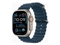 Apple Watch Ultra 2 - 49 mm - titan - smartklokke med Havbånd - fluorelastomer - blå - håndleddstørrelse: 130-200 mm - 64 GB - Wi-Fi, LTE, UWB, Bluetooth - 4G - 61.4 g Sport & Trening - Pulsklokker og Smartklokker - Smartklokker
