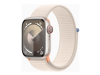 Apple Watch Series 9 (GPS + Cellular) - 41 mm - stjernelysaluminium - smartklokke med sportssløyfe - myk dobbeltlagsnylon - stjernelys - 64 GB - Wi-Fi, LTE, UWB, Bluetooth - 4G - 32.1 g Sport & Trening - Pulsklokker og Smartklokker - Smartklokker