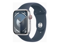 Apple Watch Series 9 (GPS + Cellular) - 45 mm - sølvaluminium - smartklokke med sportsbånd - fluorelastomer - stormblå - båndbredde: M/L - 64 GB - Wi-Fi, LTE, UWB, Bluetooth - 4G - 39 g Sport & Trening - Pulsklokker og Smartklokker - Smartklokker