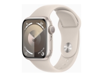 Apple Watch Series 9 (GPS) - 41 mm - stjernelysaluminium - smartklokke med sportsbånd - fluorelastomer - stjernelys - båndbredde: S/M - 64 GB - Wi-Fi, UWB, Bluetooth - 31.9 g Sport & Trening - Pulsklokker og Smartklokker - Smartklokker