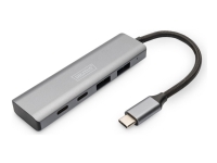DIGITUS - Hub - USB-C, 4 port - 2 x USB + 2 x USB-C - stasjonær PC tilbehør - Kabler og adaptere - USB Huber