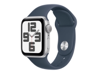 Apple Watch SE (GPS) - 2. generasjon - 40 mm - sølvaluminium - smartklokke med sportsbånd - fluorelastomer - stormblå - båndbredde: S/M - 32 GB - Wi-Fi, Bluetooth - 26.4 g Sport & Trening - Pulsklokker og Smartklokker - Smartklokker