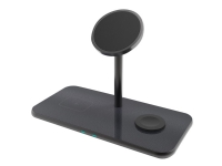 eSTUFF - Trådløst ladestativ - magnetisk - 15 watt - 3 A - PD, QC 3.0 - svart, aluminium