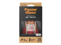 PanzerGlass - Skjermbeskyttelse for mobiltelefon - ultrabred passform - glass - med personvernsfilter - rammefarge svart - for Apple iPhone 15 Pro Tele & GPS - Mobilt tilbehør - Diverse tilbehør