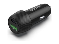 Unitek Powertrain Duo - Bilstrømadapter - 38 watt - 3 A - PD, Quick Charge 3.0 - 2 utgangskontakter (USB, 24 pin USB-C) - svart