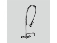 KWC togrebs storkøkkenarmatur - 2 huls vægmontering - inkl. forbruser med stråleregulator, omskifter samt 180 graders svingbar tud